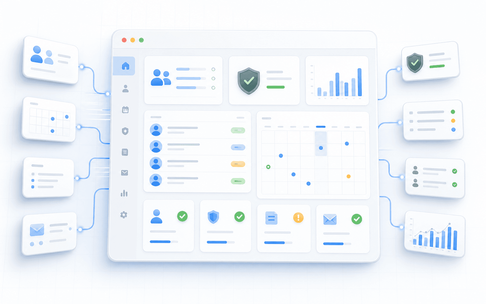 A compliance dashboard showing DBS check status and renewal tracking across a team.